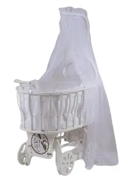 Bebekonfor White Rubio Crib With White French Bumper - ხის საწოლის კომპლექტი