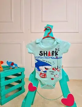 Bebio Bodysuit Shark Mint - ჩვილის ბოდე