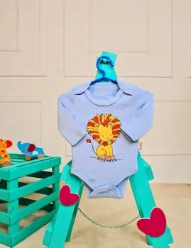 Bebio Bodysuit Lion Blue - ჩვილის ბოდე