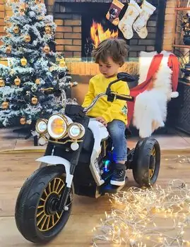 Vintage Moto White - ელექტრო მოტოციკლი ტყავის სავარძლით