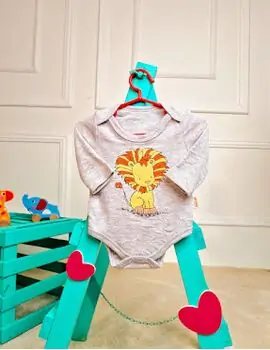 Bebio Bodysuit Lion Grey - ჩვილის ბოდე