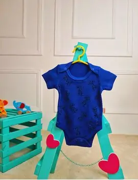 Bebio Bodysuit Dalmatins Puppies Dark Blue - ჩვილის ბოდე