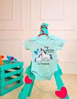 Bebio Bodysuit My Mom Is Magical Mint - ჩვილის ბოდე