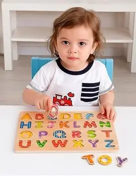 Wooden Alphabet Puzzle 27pce, red-ხის ანბანის ფაზლი – 27 ნაწილი (წითელი), 4 image