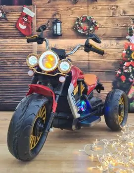 Vintage Moto Red - ელექტრო მოტოციკლი ტყავის სავარძლით