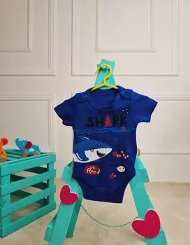 Bebio Bodysuit Shark Blue - ჩვილის ბოდე