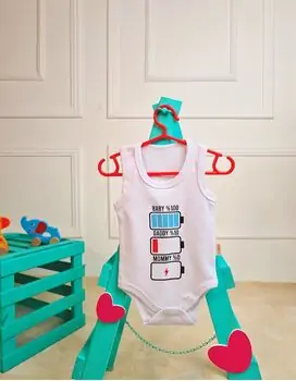 Bebio Bodysuit Baby & Daddy & Mommy Light White - ჩვილის ბოდე