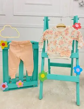 Beautiful Flowers 2 In 1 Set Beige - საბავშვო ორეული