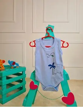 Bebio Bodysuit Hungry Dino Blue - ჩვილის ბოდე