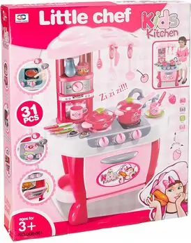 ENTERPRISE Little Chef Kids Kitchen Play Set with Light & Sound Cooking Kitchen Set  008-801 ფუნქციური საბავშვო სამზარეულო, 4 image