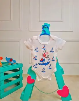 Bebio Bodysuit Surf Bear White - ჩვილის ბოდე