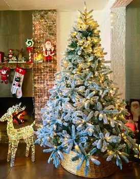Christmas Tree With Lights 240 CM PE + PVC Snow-Covered - ნაძვის ხე, დათოვლილი, შერეული სილიკონის წიწვებით და განათებით, 2 image