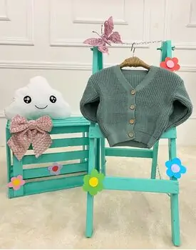 Baby Cute Knitted Jacket Dark Green - საბავშვო მოსაცმელი, 2 image