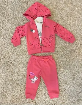 Kitten I loveYou Pink, 3in1 ახალშობილის ტანსაცმლის ნაკრები KANGAROO 974/975, ზომა: 3-6 თვე, 2 image