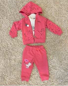 Kitten I loveYou Pink, 3in1 ახალშობილის ტანსაცმლის ნაკრები KANGAROO 974/975, ზომა: 6-9 თვე, 2 image