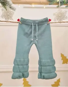 Lovely Knitted Trousers Green - საბავშვო ნაქსოვი შარვალი
