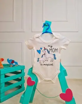 Bebio Bodysuit My Mom Is Magical White - ჩვილის ბოდე