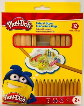 Play-Doh Dry Color Natural Jumbo 12 Colors KU009 ფერადი ფანქრების ნაკრები