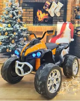 BO OFF ROAD Jeep Orange - ელექტრო კვადროციკლი ტყავის სავარძლით და კაუჩუკის საბურავებით