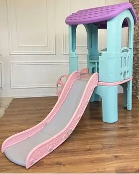 HOUSE WITH SLIDE UN-PG14 Pink საბავშო სათამაშო სახლი სასრიალოთი, 2 image