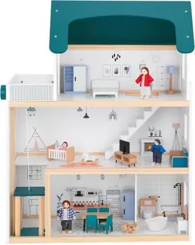 Wooden Doll House With Accsesoriess  - თოჯინის სახლი ავეჯით, 9 image
