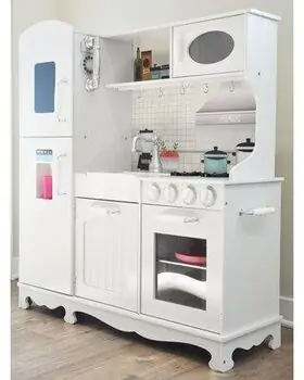 WOODEN KITCHEN SET WITH ACCESSORIES საბავშვო თეთრი ხის სამზარეულო TX1170, 6 image