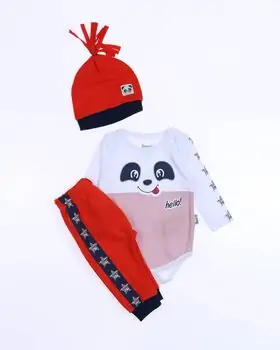 Hello Panda, Red, 3in1ახალშობილის ტანსაცმლის ნაკრები MİNİWORLD 15445, ზომა: 6-9 თვე, 2 image
