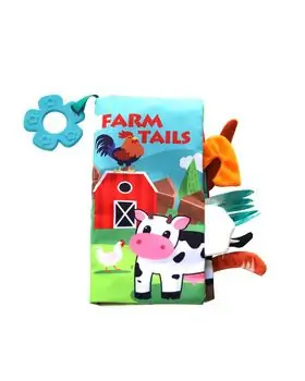 KikkaBoo Educational cloth book with teether Farm tails ახალშობილის სათამაშო წიგნი