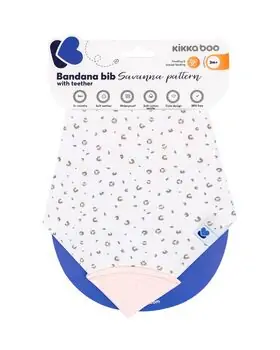 KikkaBoo Bandana bib with teether Savanna Pattern Pink	 საბავშვო წინსაფარი, 2 image