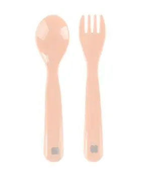 KikkaBoo Spoon and fork set PP Glossy Pink კოვზი და ჩანგალი ჩვილისთვის