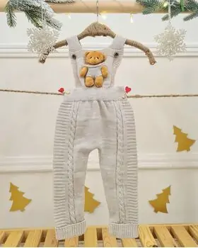 Big Bear Knitted Overalls Grey - საბავშვო ნაქსოვი კომბინიზონი