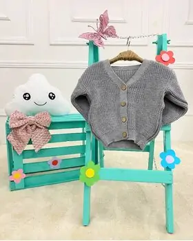 Baby Cute Knitted Jacket Grey - საბავშვო მოსაცმელი