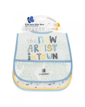 KikkaBoo EVA Terry Bib With Crumb Catcher 3Pcs Arty Blue საბავშვო წინსაფარი, 5 image
