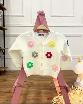 Baby Flowers Knitted Jacket White - საბავშვო მოსაცმელი, 2 image