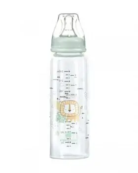 Kikkaboo Glass Feeding Bottle 240ml Savanna Mint - ახალშობილის ბოთლი