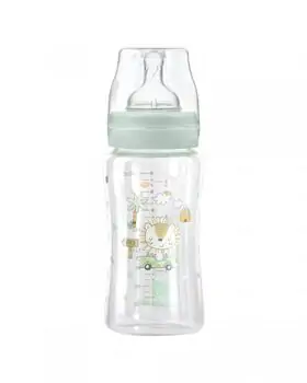 KikkaBoo Glass Feeding Bottle Jungle King Mint 240 ml  ახალშობილის ბოთლი