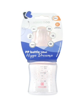 Kikkaboo Feeding Bottle 120ml Hippo Dreams Pink - ახალშობილის ბოთლი, 2 image