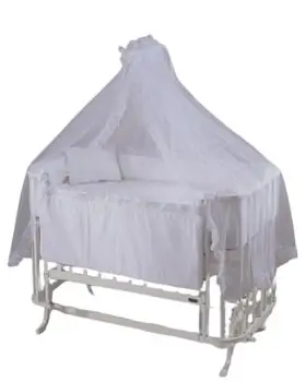 Bebekonfor White French Lace Mabela Cradle Set  -  ხის ტრანსფორმერი საწოლის კომპლექტი