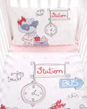 KikkaBoo-ს საბავშვო თეთრეულის 5 ნაჭრიანი ნაკრები Pink Station, 2 image