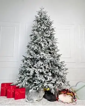 Snow-Covered Christmas Tree დათოვლილი საახალწლო ნაძვის ხე სილიკონის ტოტებით 240 სმ (OT2002), 4 image