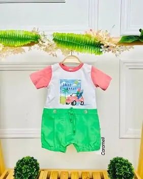 Caramell Romper Adventure Of A Life Time Green ჩვილის რომპერი