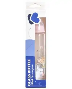 Kikkaboo Glass Feeding Bottle 240ml Savanna Pink- ახალშობილის ბოთლი, 2 image