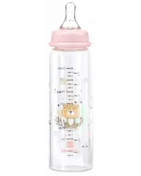 Kikkaboo Glass Feeding Bottle 240ml Savanna Pink- ახალშობილის ბოთლი, 3 image