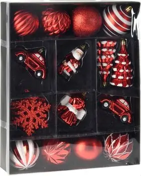 Christmas Hanging Decoration Set Red 20pcs 8cm  ნაძვის ხის სათამაშოები