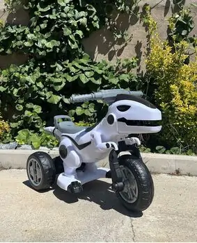 Dinosaur Moto For Kids White საბავშვო ელექტრო მოტოციკლი