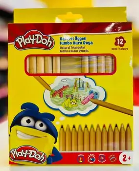 Play-Doh Dry Color Natural Jumbo 12 Colors KU009 ფერადი ფანქრების ნაკრები, 2 image