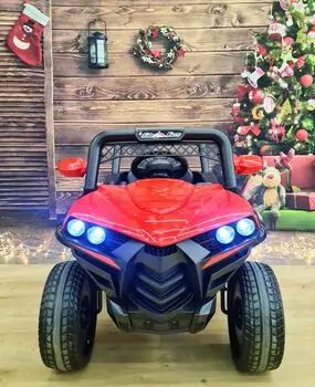 Mini Electric Jeep Red - ელექტრო მანქანა კაუჩუკის საბურავებით, 2 image