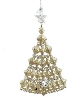Gold Glittered Christmas Tree Hanging Decoration - ნაძვის ხის სათამაშო, 2 image