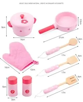 Toy Wooden Kitchen With Accessories Pink - ხის სათამაშო სამზარეულო, 5 image