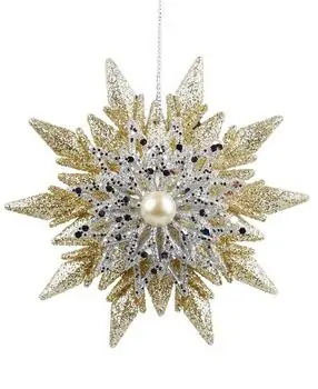 Fancy Gold And Silver Snowflake Hanging Decoration - ნაძვის ხის სათამაშო, 2 image